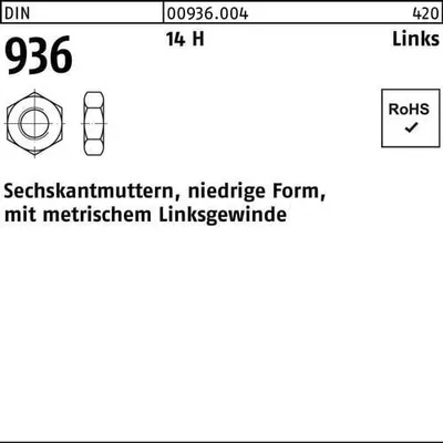 Produktbild von Reyher Sechskantmuttern DIN 936 14 H M 20 -LH (50 Stück)