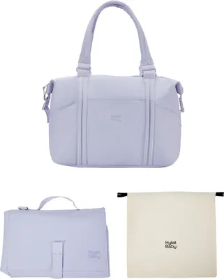 Produktbild von Hylat Baby Wickeltasche mit Wickelunterlage und Baumwolltasche - praktische Tragetasche für Mamas unterwegs - Hellviolett