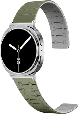 Image de Bracelet magnétique en silicone bicolore vert pour Samsung Galaxy Watch 8 / 8 Classic