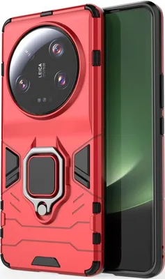 Produktbild von Mobigear Armor Ring  Xiaomi 13 Ultra Hülle Hardcase Backcover Stoßfest mit Ringhalter - Rot