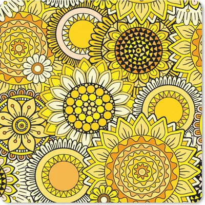 Produktbild von MuchoWow® Mauspad Mousepad Sonnenblume - Muster - Gelb 30x30 cm - Mousepads - Maus Mat - Pad - Mausunterlage - Gaming