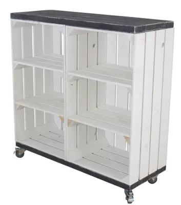 Produktbild von Weißes Regal mit Shabby schwarzen Bohlenbrettern, 100x74x31cm