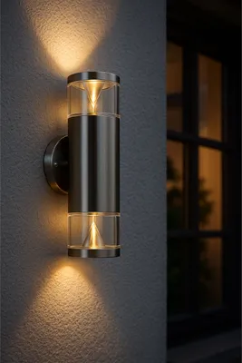 Image de Applique murale extérieure LED NCC Carme argent IP44 2 x 5W GU10 580lm blanc chaud 3000K