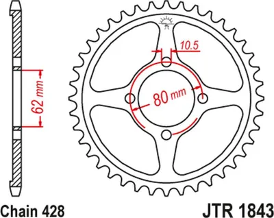 Obrázok produktu pre Reťazové koleso JT 49T 428 JTR1843.49
