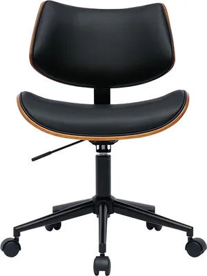 Produktbild von Miliboo - Schwarzer Design-Bürostuhl mit Rollen, dunkles Walnussholz und schwarzes Metall MALMO
