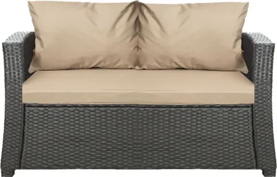 Immagine prodotto di Cuscini per divano da giardino - Beige| Cuscino per seduta 100x50x7, schienale 2*56x50| Seduta per 2 persone| Cuscino in rattan per divano| Cuscino per seduta