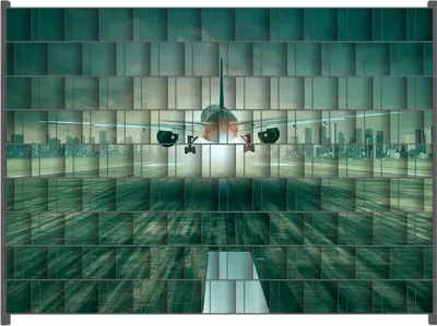 Produktbild von Wallario Zaunsichtschutz mit Motiv Startendes Flugzeug - Landebahn für Ein- und Doppelstabmatten Zäune in der Größe 250 x 180 cm