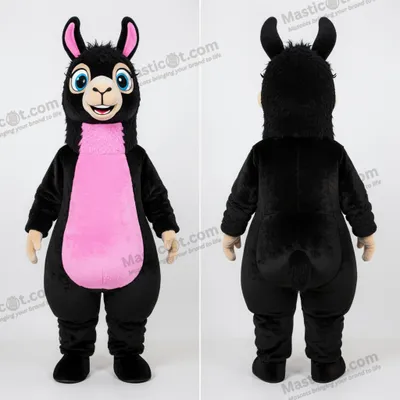 Produktbild von Samtiges MASTICOT Schwarzes Cartoon Lama Maskottchen
