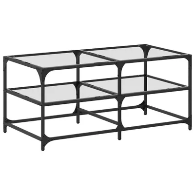 Zdjęcie produktu dla vidaXL Stolik kawowy ze szklanym blatem przezroczysty 98,5x50x45 cm stalowy