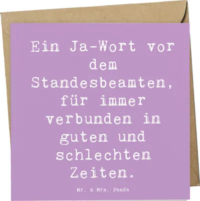 Produktbild von Mr. & Mrs. Panda faltkarte Spruch Standesamtliche Trauung Versprechen - Lavendeltraum - Geschenk, Grußkarte, Heiraten, Geschenke, Klappkarte, Brautpaar, Hochzeit, Heirat