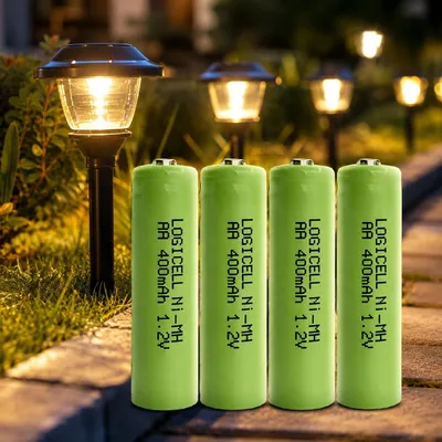 Produktbild von 4 stück LogiCell NI-MH-Akku Mignon AA 400mAh, 1,2V für Solarprodukte Solar Batterie für Außen-Solarleuchten Solarlampen Wiederaufladbar Garten LED