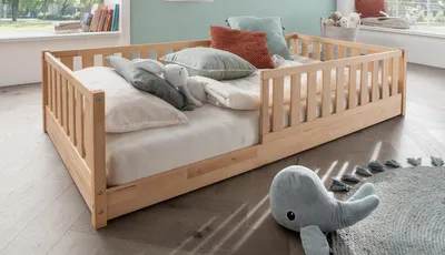 Produktbild von Bodenbett 90x200cm 'Frieda' Buche geölt inkl. Lattenrost