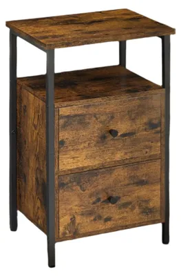 Produktbild von Nachttisch mit 2 Schubladen – 38 x 28 x 60 cm – Vintage braun schwarz