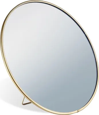 Produktbild von Runder Schminkspiegel mit Ständer in eleganter Goldfarbe