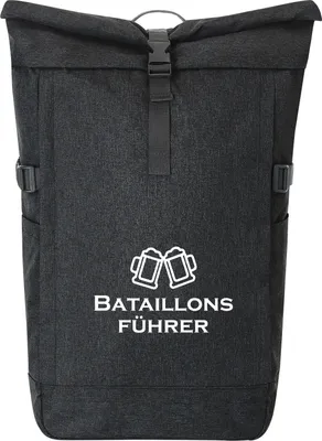 Produktbild von Huuraa Kurierrucksack Bataillonsführer Schützenfest 30-44 Liter Black Melange Fairtrade Rolltop Rucksack Geschenkidee