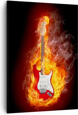 Produktbild von Bild auf Leinwand - Leinwandbild - Einteilig - Flammen Gitarre Instrument - 50x70cm - Wand Bild - Wanddeko - Wandbilder - Leinwanddruck - Wanddekoration - Leinwand bilder - Wandbild - PA50x70-0196
