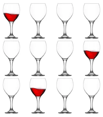 Produktbild von 12x 365ml Misket Rotweingläser - Groß Spülmaschinenfest Glas Hochzeit Weihnachten Geburtstag Party Trinken Glaswaren Kelch Geschenkset - Von LAV