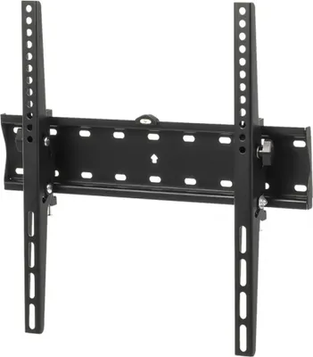 A black metal TV wall mount is shown against a white background.