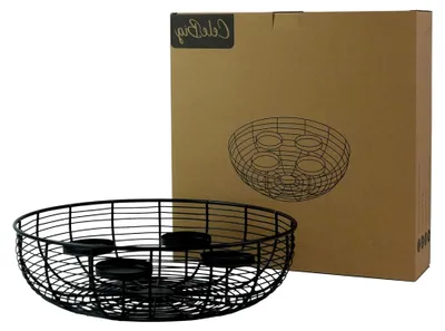 Produktbild von Adventskranz Ø 22 cm | Weihnachtskranz | Kerzenhalter | Drahtkorb | Dekoschale | Metallschale | Weihnachtsdeko | Geschenk | Schwarz