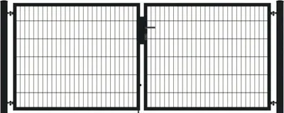 Produktbild von Doppeltor 3m breit RAL7016 anthrazit Doppelstabmattenzaun 6/5/6mm 123cm hoch