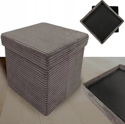 Zdjęcie produktu dla Pufa Ze Schowkiem Siedzisko Tapicerowana Sztruks Elegancka Lampas Brąz