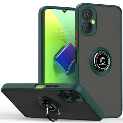 Obrázek produktu pro Pouzdro pro Tecno Spark 9 Pro matné průsvitné TPU pouzdro s prstencovým držákem a stojánkem tmavě zelená