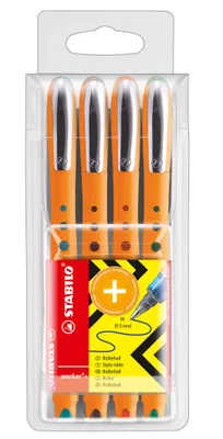 Obrázok produktu pre STABILO Rollerball - worker+ - stredný - balenie 4 ks - zelená, červená, modrá, čierna
