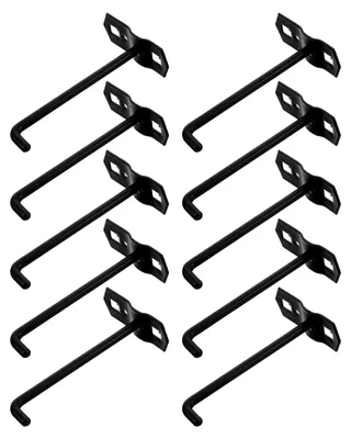 Produktbild von 10 Stück Schwarze Lochwandhaken aus Metall 10 cm Quadratisch für Werkzeuge und Regale im Einzelhandel und in der Werkstatt