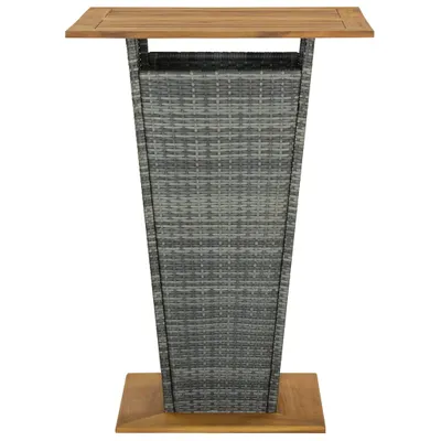 Image de vidaXL Table de bar Gris 80x80x110 cm Poly rotin et bois massif Acacia