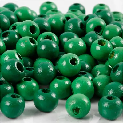 Produktbild von Creativ Company Holzperlen, D 8 mm, Lochgröße 2 mm, ca. 80 Stück, grün, 15 g 1 Box