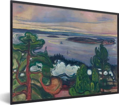 Produktbild von MuchoWow® MuchoWow® Gerahmtes Poster Zugrauch - Edvard Munch 40x30 cm - Poster mit zchwarzem Bilderrahmen - Kunstposter - Wanddekorationen
