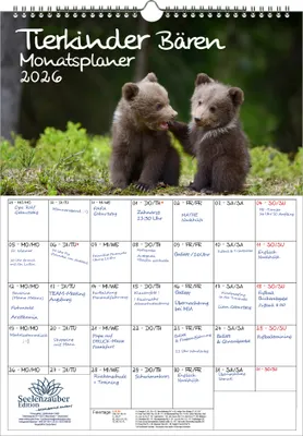 Produktbild von Tierkinder Bären Planer DIN A3 Kalender für 2026 Bären - Seelenzauber