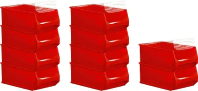 Produktbild von SparSet 10x Rote Sichtlagerbox 5.0 mit Abdeckung | HxBxT 20x30x50cm | 21,8 Liter | Sichtlagerbehälter, Sichtlagerkasten, Sichtlagerkastensortiment, Sortierbehälter