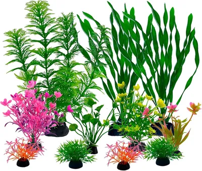Produktbild von Kunstpflanzen für Aquarium, 11 Stück, Künstliche Wasserpflanzen, Dekoration für Fische und Schildkröten