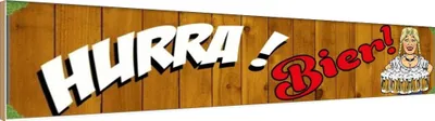Produktbild von vianmo Holzschild 10x46 cm Pinup Hurrra! Bier Alkohol Essen Trinken