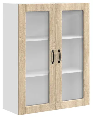 Obrázok produktu pre vidaXL Nástenná sklenená skriňa PORTO v odtieni dub Sonoma, 80 x 31 x 100 cm