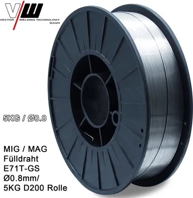 Produktbild von VECTOR WELDING MIG MAG Schweißdraht Fülldraht E71T-GS Ø 0,8 mm 5 kg D200 Rolle NoGas