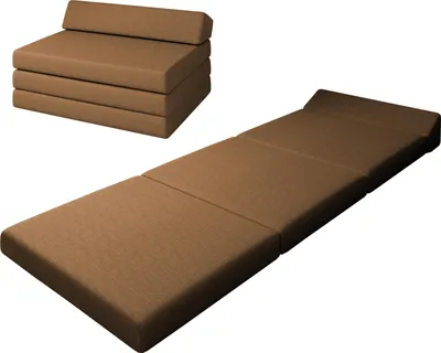 Produktbild von sunnypillow Premium Klappmatratze mit Kopfteil 80 x 220 x 10cm Braun 4-teilige Faltmatratze mit abnehmbarem Bezug Schaumstoff extra dick 10cm Matratze klappbar Gästematratze Reisematratze