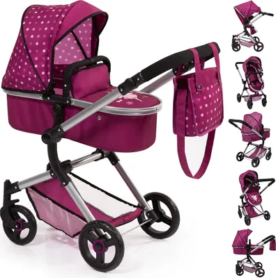 Produktbild von Bayer Design 18467AA Kombi-Puppenwagen Neo Vario mit Tasche, wandelbar als Jogger, verstellbarer Griff, schwenkbare Vorderräder, bordeaux