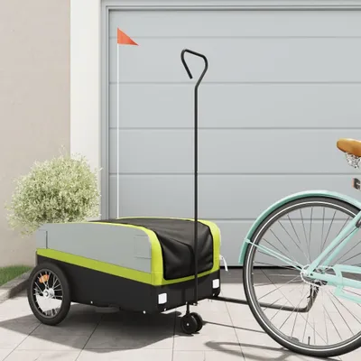 Produktbild von Design Fahrradanhänger Schwarz und Grün 45 kg Eisen, Fahrradanhänger 2024 Neu