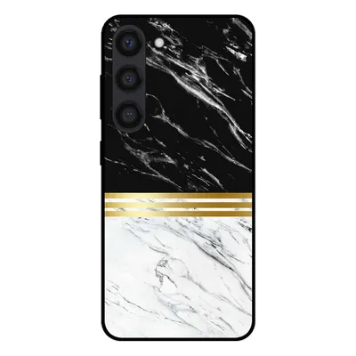 Zdjęcie produktu dla Smartphonica Etui na telefon Samsung Galaxy S23 o marmurkowym wyglądzie - marmurkowe etui na tylną obudowę - czarno-białe