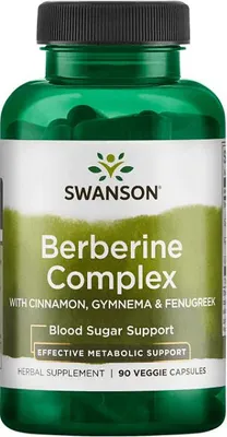 Image de Complexe de berbérine avec cannelle, gymnema et fenugrec 90 gélules végétales Swanson Health Products