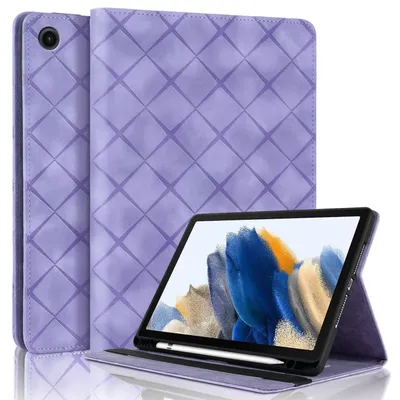 Produktbild von Für Samsung Galaxy Tab A9 aufstellbare Rhombus Muster Kunstleder Hülle Tasche Lila