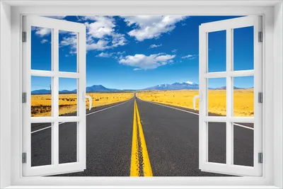 Produktbild von Wallario selbstklebendes Poster mit Fenster-Illusion - Route 89 in Arizona - Am Ende der Horizont, Größe: 61 x 91,50 cm