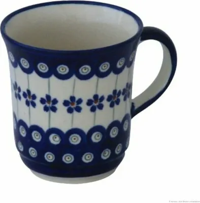 Produktbild von Original Bunzlauer Keramik 300 ml Kaffeebecher / Teetasse – Ø 9,5 cm, leicht geschwungene Silhouette, 10,3 cm hoch, Dekor 166a