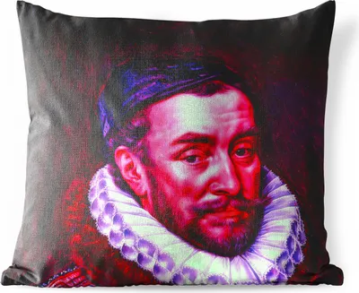 Produktbild von MuchoWow® Outdoor Kissen - Wilhelm von Oranien - Kunst - Gemälde - 40x40 cm - Wetterfest - Lounge Kissen - Kopfkissen - Interieur - Polster mit Bild