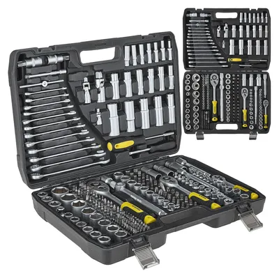 Immagine prodotto di Valigetta utensili professionale 216 pezzi, serie di chiavi a bussola, torx ,cricchetti, prolunghe, kit attrezzi per auto, officina fai-da-te con attacchi  1/4" 3/8" 1/2",Keltin