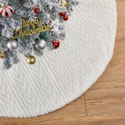 Obrázok produktu pre Vianočná dekoračná podložka pod stromček, kruhová, priemer 60 cm, plyšová, biela