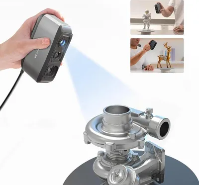 Immagine prodotto di Moose - Scanner 3D - Tracciamento AI - Precisione 0,03 mm - Risoluzione 0,07 mm - Luce LED blu - Fotocamera a colori a 24 bit