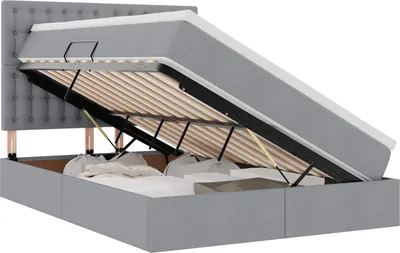 Immagine prodotto di vidaXL Letto contenitore con materasso grigio chiaro 140 x 200 cm tessuto